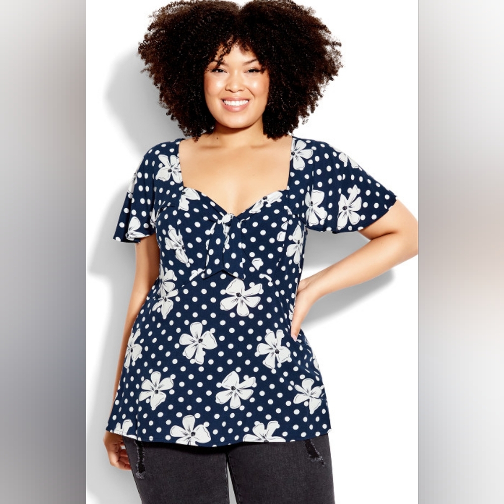 Avenue Kata Print Top - navy daisy sz 18
